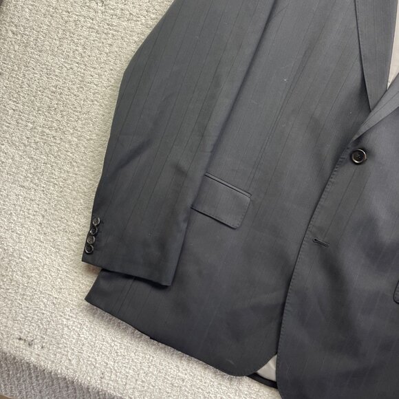 Hugo Boss Pasolini Movie Wool Blazer Men 46R Black w/ Blue Pinstripe Sport Coat* - Picture 3 of 16